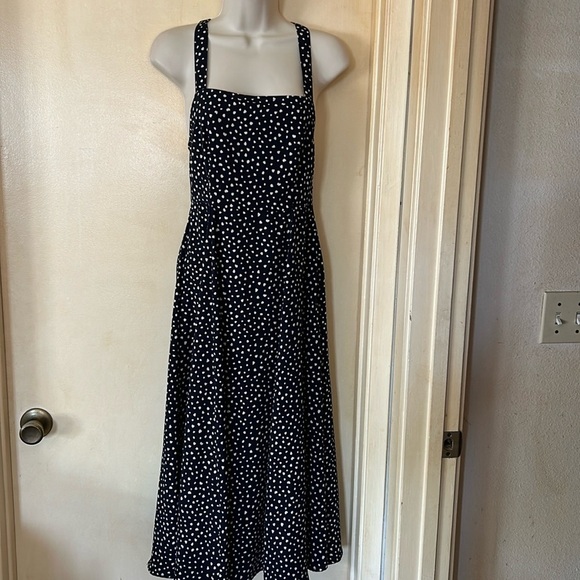 Kimchi Blue navy and white polka dot apron dress size 0 - Picture 1 of 10